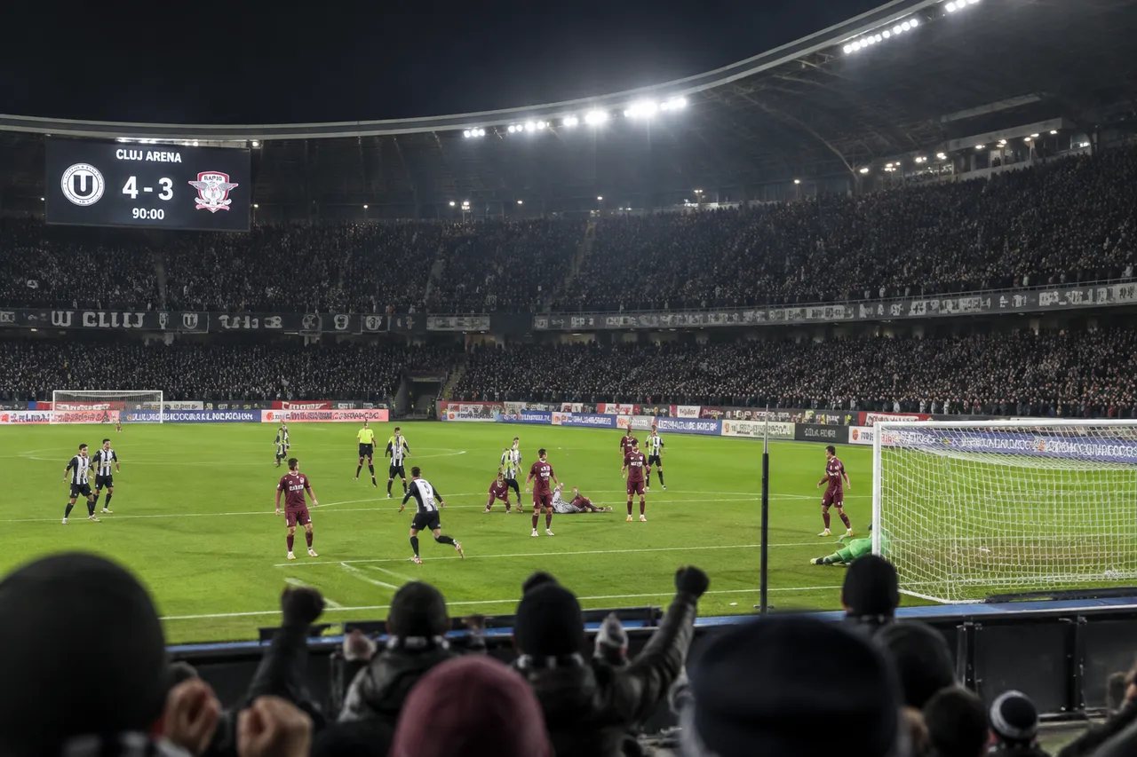 U Cluj, învinsă de Rapid cu 4-3 după un meci cu șapte goluri